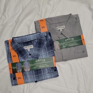 Orvis Men's XXL LOT 2 Casual Blue and Gray Button Down Shirts